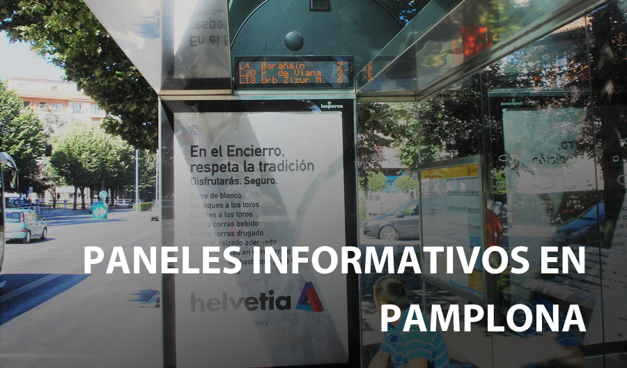 Paneles informativos en paradas urbanas de Pamplona